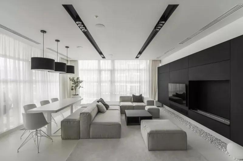 120㎡現(xiàn)代黑白灰，時尚優(yōu)雅高級感，端莊的現(xiàn)代高級感
